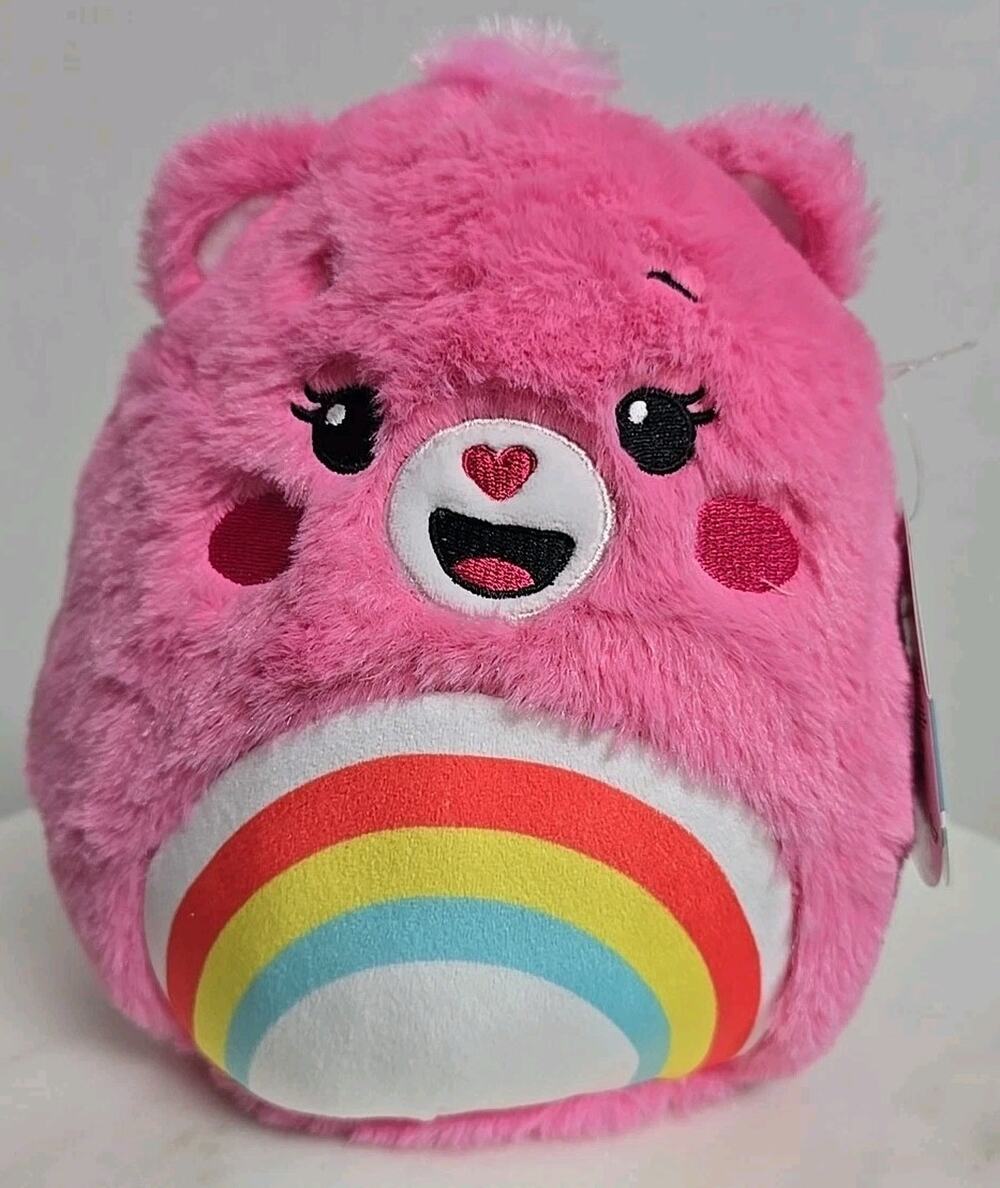Squishmallows Care Bears Cheer Bear 12 Inch Rainbow Tummy Pink Soft Plush New